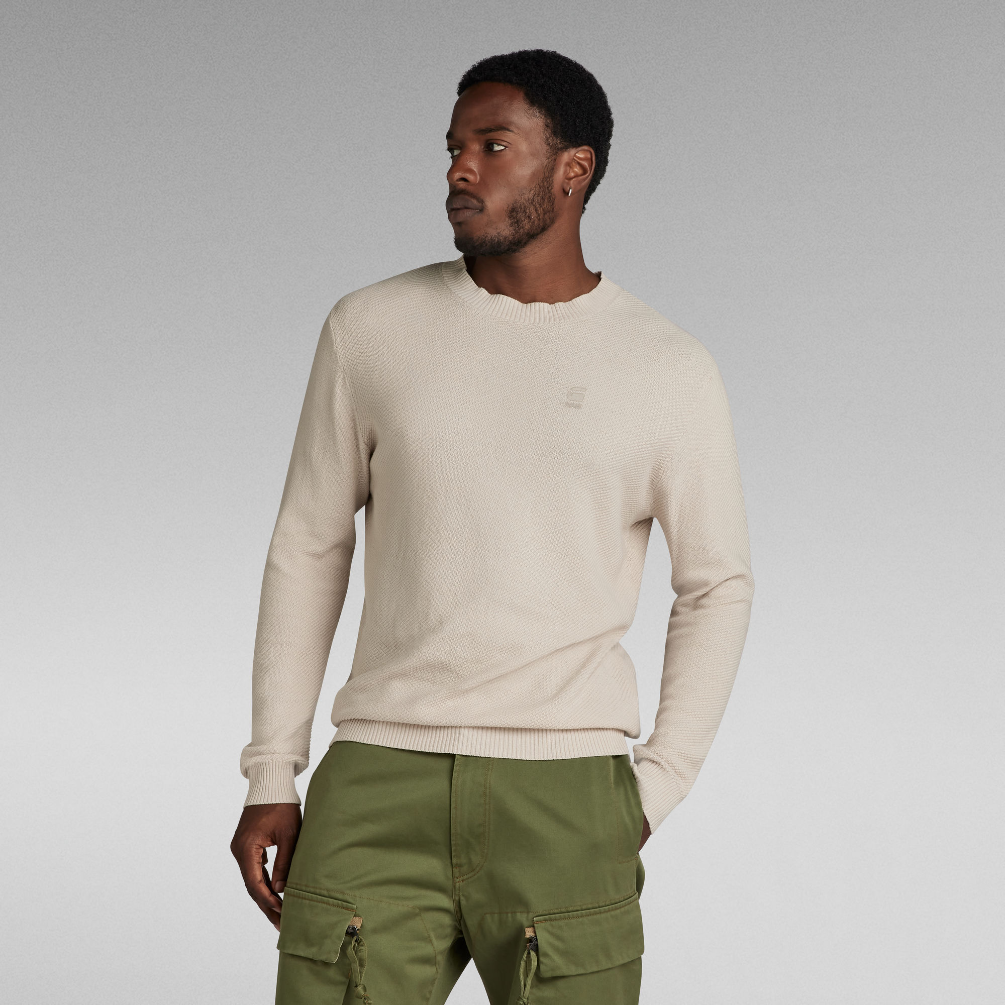 

Moss Knitted Sweater - White - Men