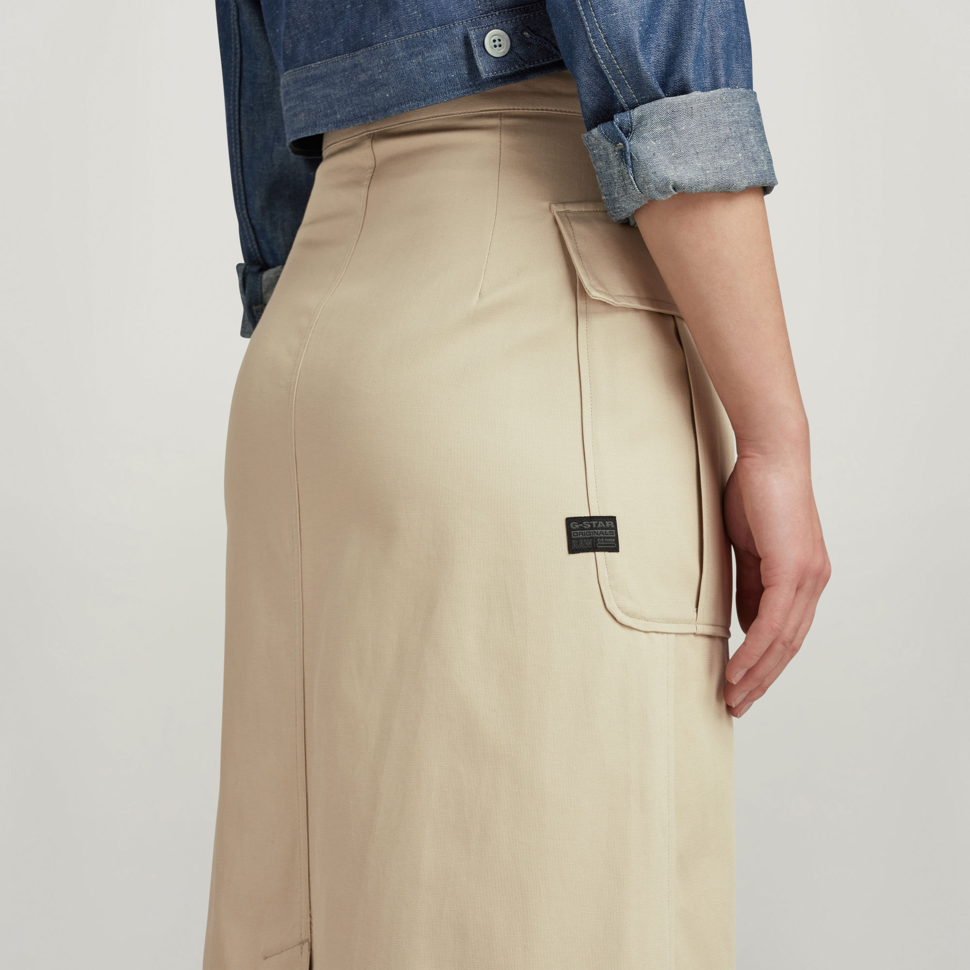 Button Down Long Pocket Skirt Women Beige G Star Raw