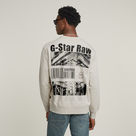 G-STAR Outlet Sudadera Substance Back Graphic Relaxed Blanco