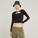 G-STAR Outlet Cropped Keyhole Slim Top Black