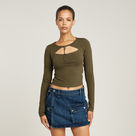G-STAR Outlet Cropped Keyhole Slim Top Green