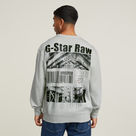 G-STAR Outlet Sudadera Substance Back Graphic Relaxed Gris