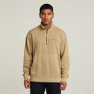 G-STAR Outlet Washed Half Zip Relaxed Sweater Beige