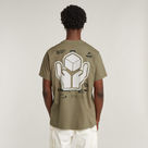 G-STAR Outlet Camiseta Back Graphic Loose Verde