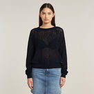 G-STAR Outlet Pointelle Lightweight Knitted Sweater Dark blue