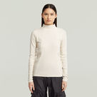 G-STAR Outlet Camiseta A-Line Slim Rib Mock Blanco