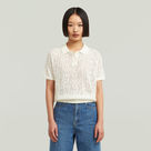 G-STAR Outlet Polo Pointelle Lightweight Knitted Blanco