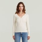 G-STAR Outlet Deep V Henley Slim T-Shirt Beige