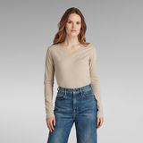 G-STAR Outlet Rolled Edge V-Neck Longsleeve Beige