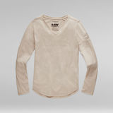 G-STAR Outlet Rolled Edge V-Neck Longsleeve Beige