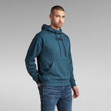 G-STAR Outlet Woven Mix Graphic Loose Hooded Sweater Dark blue