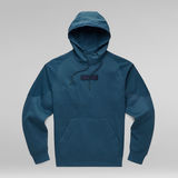 G-STAR Outlet Woven Mix Graphic Loose Hooded Sweater Dark blue