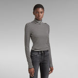 G-STAR Outlet Slim Rib Mock Neck Striped Top Multi color