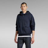 G-STAR Outlet Irregular Graphics Pocket Loose Hoodie Dark blue