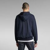 G-STAR Outlet Irregular Graphics Pocket Loose Hoodie Dark blue