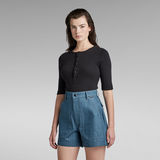 G-STAR Outlet Henley Half Sleeve Slim Top Black