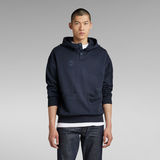 G-STAR Outlet Irregular Graphics Pocket Loose Hoodie Dark blue