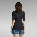 G-STAR Outlet Henley Half Sleeve Slim Top Black