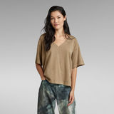 G-STAR Outlet Overdyed Deep V-Neck Loose Top Brown
