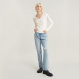 G-STAR Outlet Deep V Henley Slim Top White