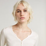 G-STAR Outlet Deep V Henley Slim Top White