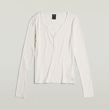 G-STAR Outlet Deep V Henley Slim Top White