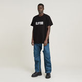G-STAR Outlet Camiseta Unisex Line Script Loose Negro
