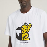 G-STAR Outlet Unisex Figure Cartoon Loose T-Shirt White