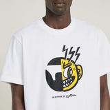 G-STAR Outlet Unisex Face Cartoon Loose T-Shirt White