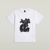 G-STAR Outlet Boots Illustration Loose T-Shirt White