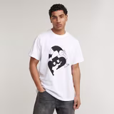 G-STAR Outlet Illustration Leg Loose T-Shirt White