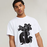 G-STAR Outlet Boots Illustration Loose T-Shirt White