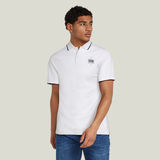 G-STAR Outlet Chest Logo Striped Polo White