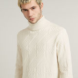 G-STAR Outlet Zig-Zag Structure Turtle Knitted Sweater White