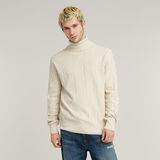 G-STAR Outlet Zig-Zag Structure Turtle Knitted Sweater White