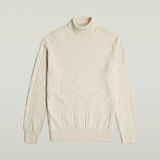 G-STAR Outlet Zig-Zag Structure Turtle Knitted Sweater White