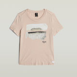 G-STAR Outlet Camiseta Abstract Water Color Print Rosa