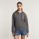 G-STAR Outlet Chest Graphic Hooded Zip Thru Sweater Grey