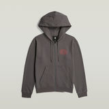 G-STAR Outlet Chest Graphic Hooded Zip Thru Sweater Grey