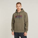 G-STAR Outlet Old Skool Logo Hooded Sweater Brown