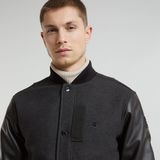 G-STAR Outlet Varsity Wool Leather Jacket Grey