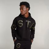 G-STAR Outlet Embro Print Loose Hooded Sweater Black
