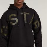 G-STAR Outlet Embro Print Loose Hooded Sweater Black
