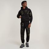 G-STAR Outlet Embro Print Loose Hooded Sweater Black
