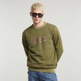 G-STAR Outlet Destroyed G Logo Washed Sweater Green