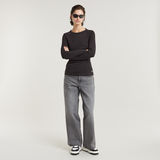 G-STAR Outlet Slim Rib Keyhole Top Black