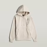 G-STAR Outlet Graphic Loose Hooded Sweater White