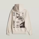 G-STAR Outlet Graphic Loose Hooded Sweater White