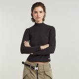 G-STAR Outlet Asymmetric Zip Cropped Slim Mock Top Black