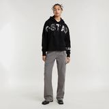 G-STAR Outlet Embro Print Oversized Hoodie Black